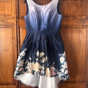 Blue Fit and Flare Sleeveless Wedding Guest Dress